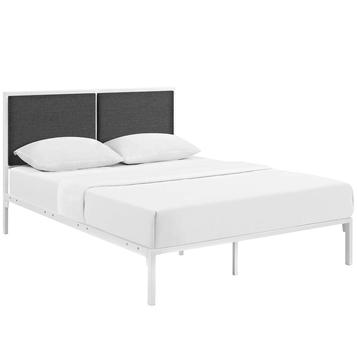 Modway Della Fabric Bed, King, White Gray