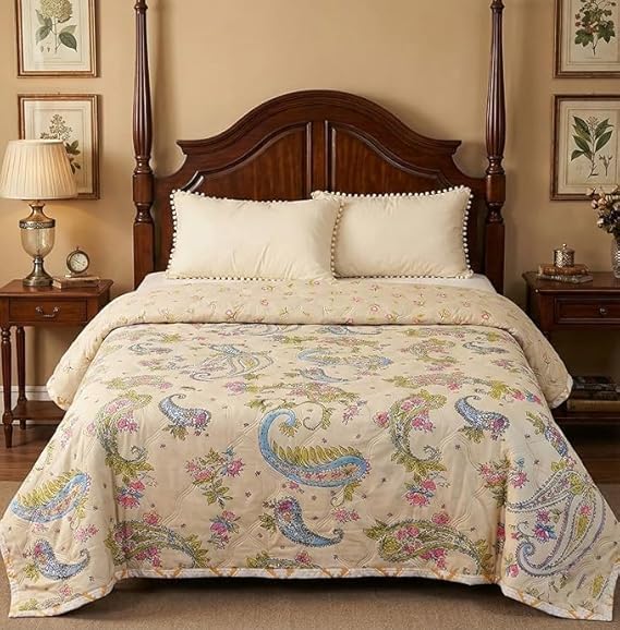 Paisley Floral Print AC Blanket Single Bed