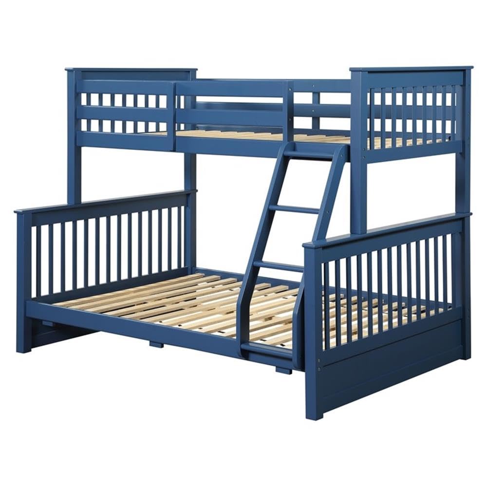 Acme Harley II Twin Over Full Wooden Bunk Bed with 2 Drawers in Navy Blue