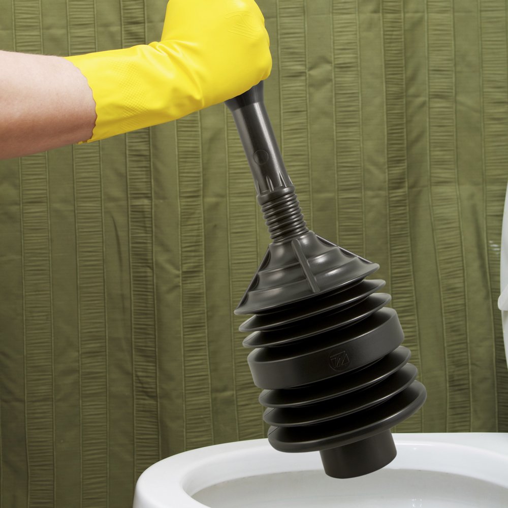 PlumbCraft Heavy Duty Toilet Plunger, Bellows Style, Black - Effortlessly Clears Stubborn Blockages