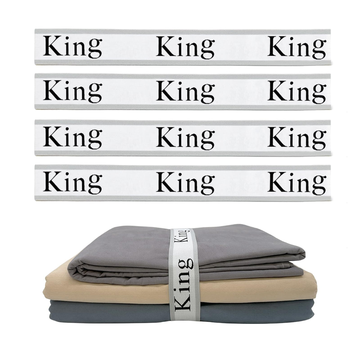 Maletnd 4 Pieces Bed Sheet Organizer Bands, Sheet Organizers And Storage Label Bands, Sheets Organizer For Closet, Sheet Label F