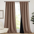 Nicetown Complete Blackout Room Warming Shades For Large Window Door, 100% Blackout Window Curtain Panels With Black Lined, 52 I