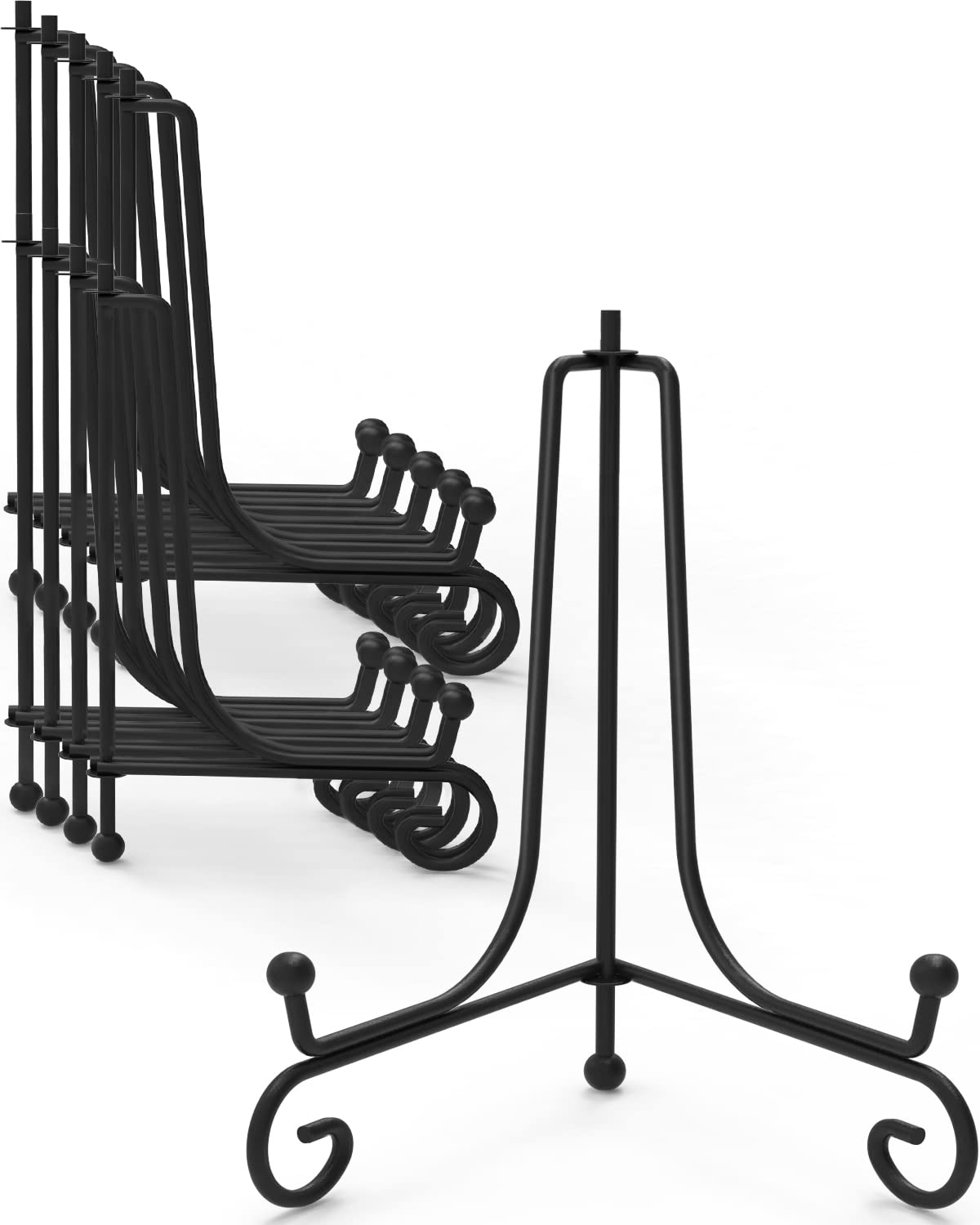 Iron Display Stand 10 Packs, 8 Inches Plate Stand Picture Stand Photo Stand for Display, Black Foldable Easel Stand Holder for P