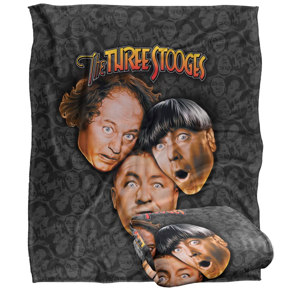 Three Stooges Stooges All Over Officially Licensed Silky Touch Super Soft Throw Blanket 50' X 60'