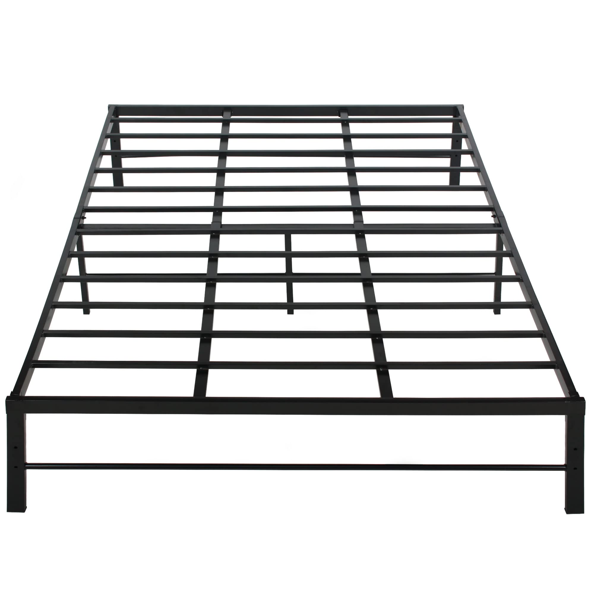 Better Home Products Lily Foldable Welded Black Metal Platform Bed Frame Queen