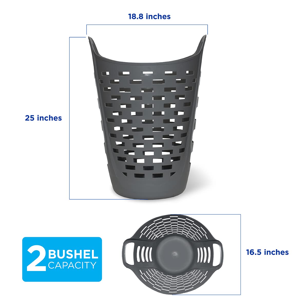 Clorox Flexible Laundry Basket - Tall Plastic Hamper For Clothes, Bedroom, And Storage - Portable Round Bin With Carry Handles,