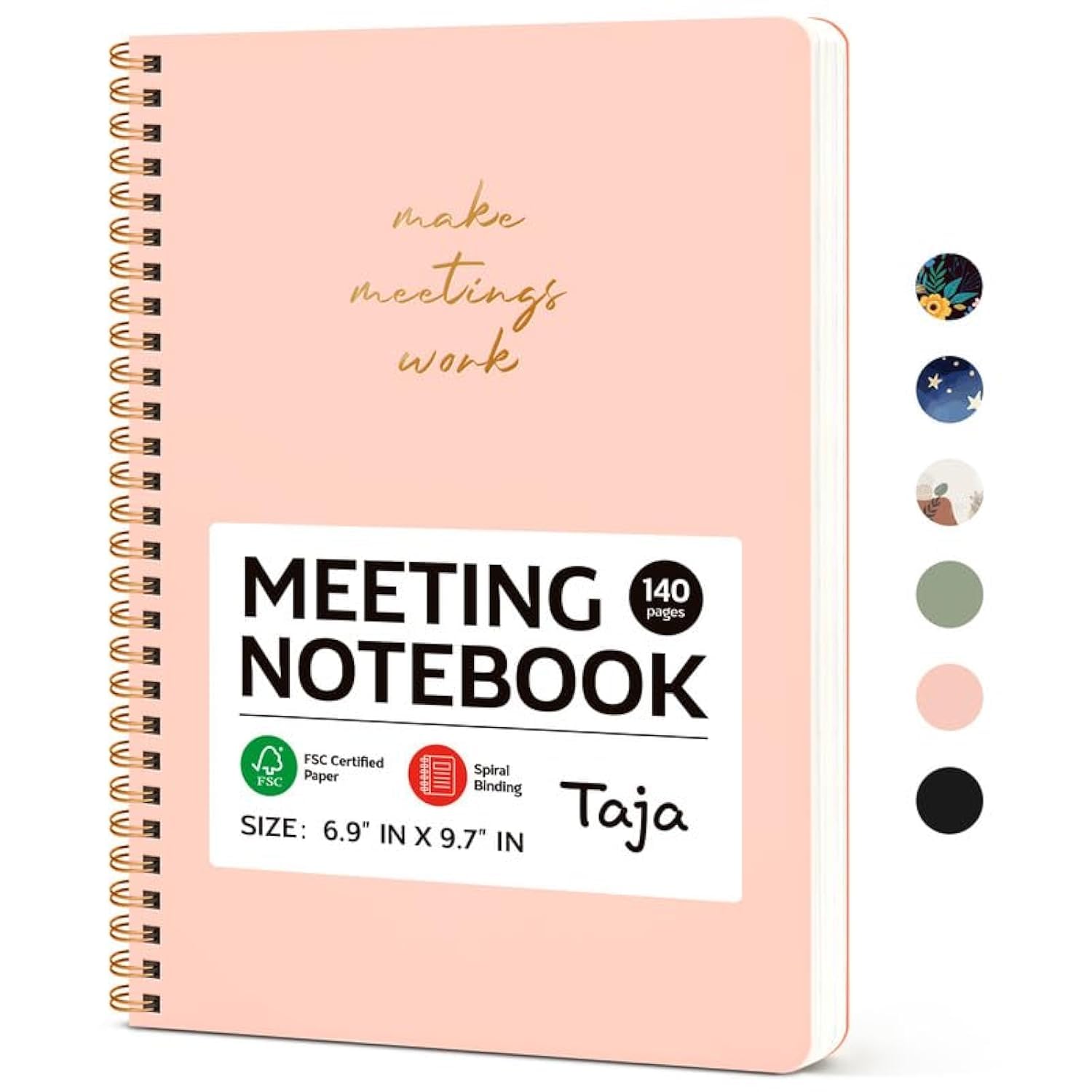 Taja Meeting Notebook For Work Organization - Work Notebook With Action Items, Meeting Minutes Planner Notebook, Perfect Office