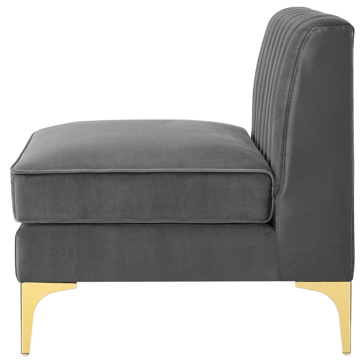 Modway Eei-3984-Gry Triumph Channel Tufted Performance Velvet Armless Chair, Gray