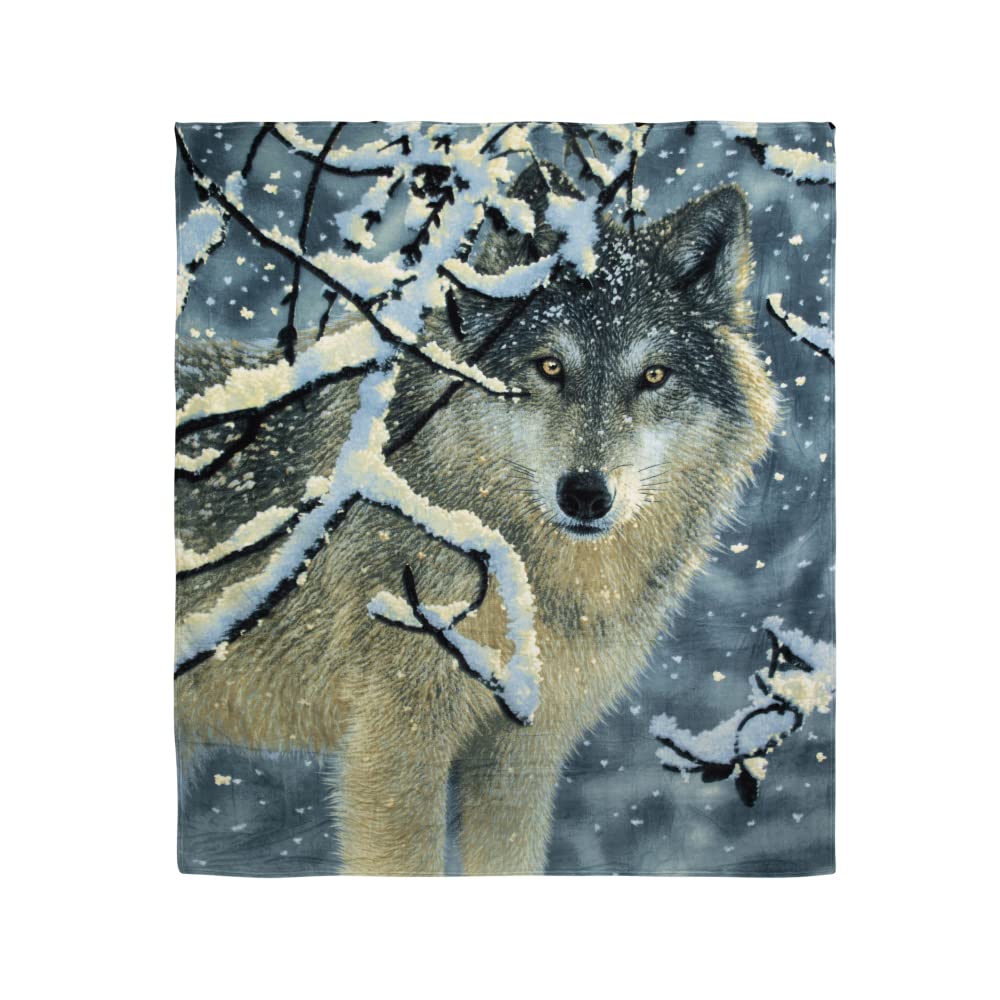 Dawhud Direct Silent Wolf Fleece Blanket For Bed, 75' X 90' Queen Size Winter Fleece Throw Blanket For Women, Men And Kids - S