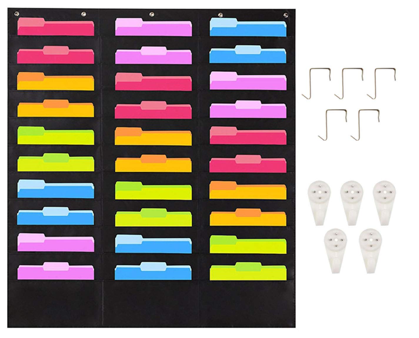 Hanging File Holder Organizer Rack, 30 Pocket File Folder Frame, Large Folding Portable Hanger For Mail, Jewelry, Calendar, Docu