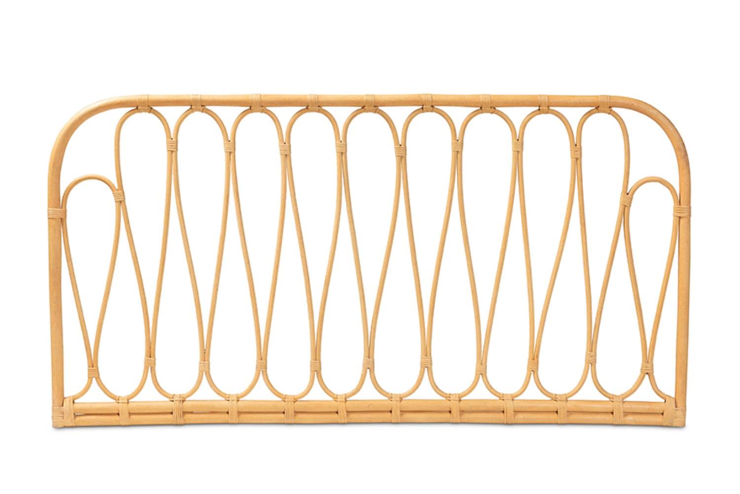 Baxton Studio Carrick Modern Brown Rattan Queen Size Wall-Mount Headboard - Thumbnail 2