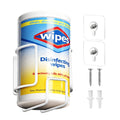 Wall Mounted Cloth Holder Surface Cleaning Wipes Dispenser 5mm Steel Wire Easy Load Design with Strong Adhesive Backing (White,