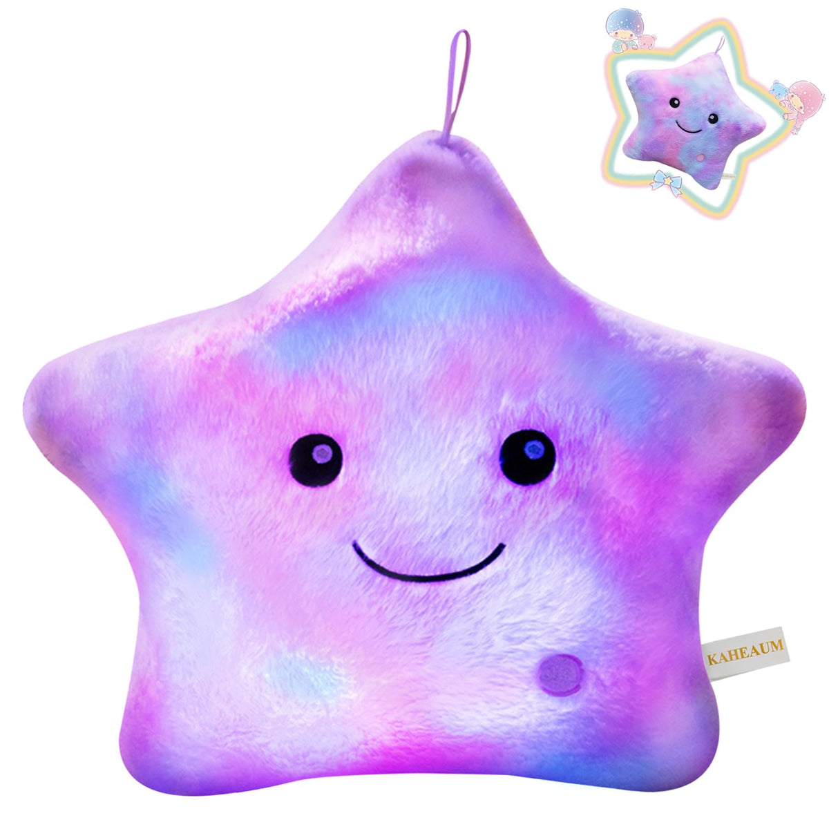 Kaheaum Led Night Light Up Star Pillows For Kids Pillows Girls Boys Childrens Daughter Girlfriend Plushie Birthday Christmas, Cr