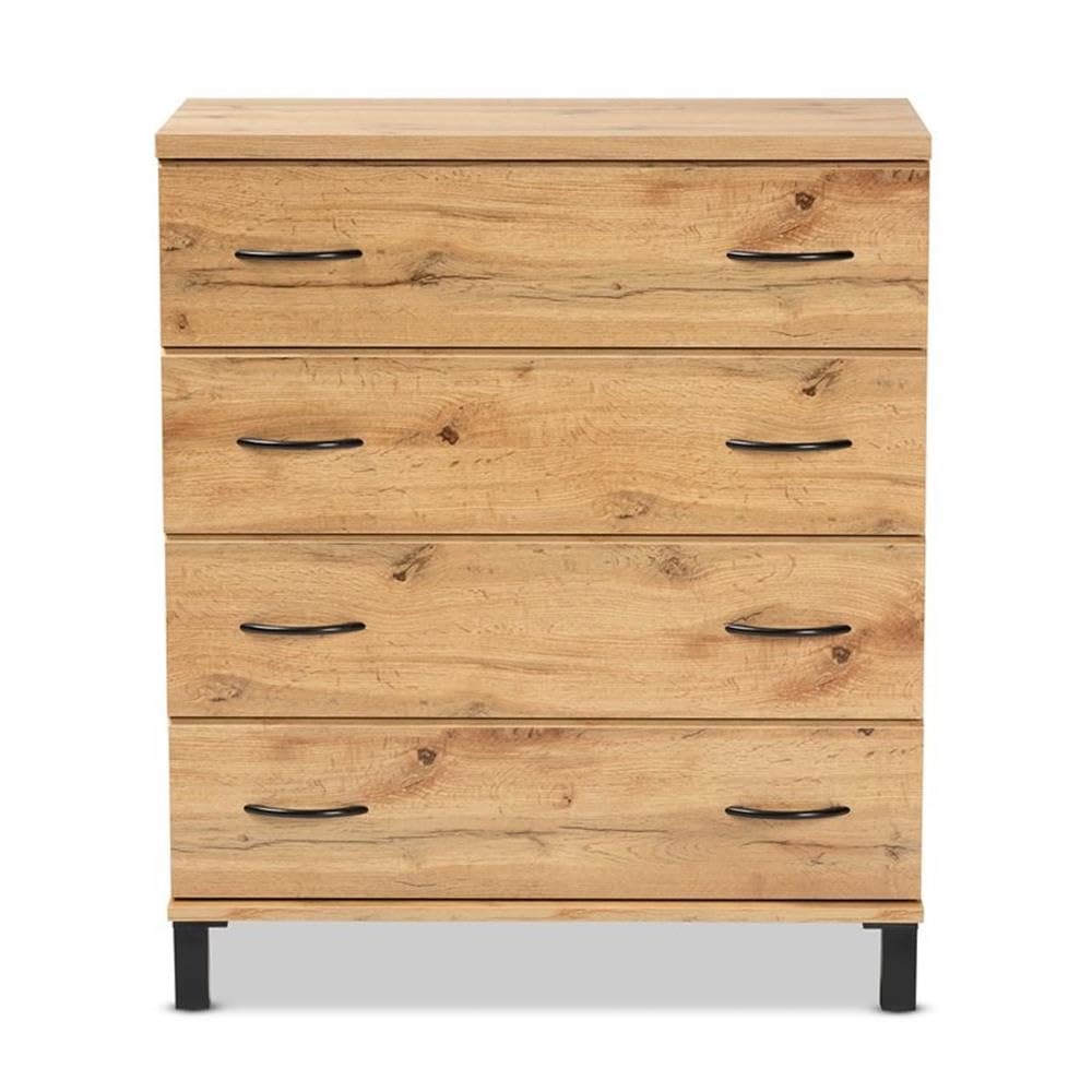 Baxton Studio Maison Modern and Contemporary Wotan Oak Brown Finished Wood 4-Drawer Storage Chest