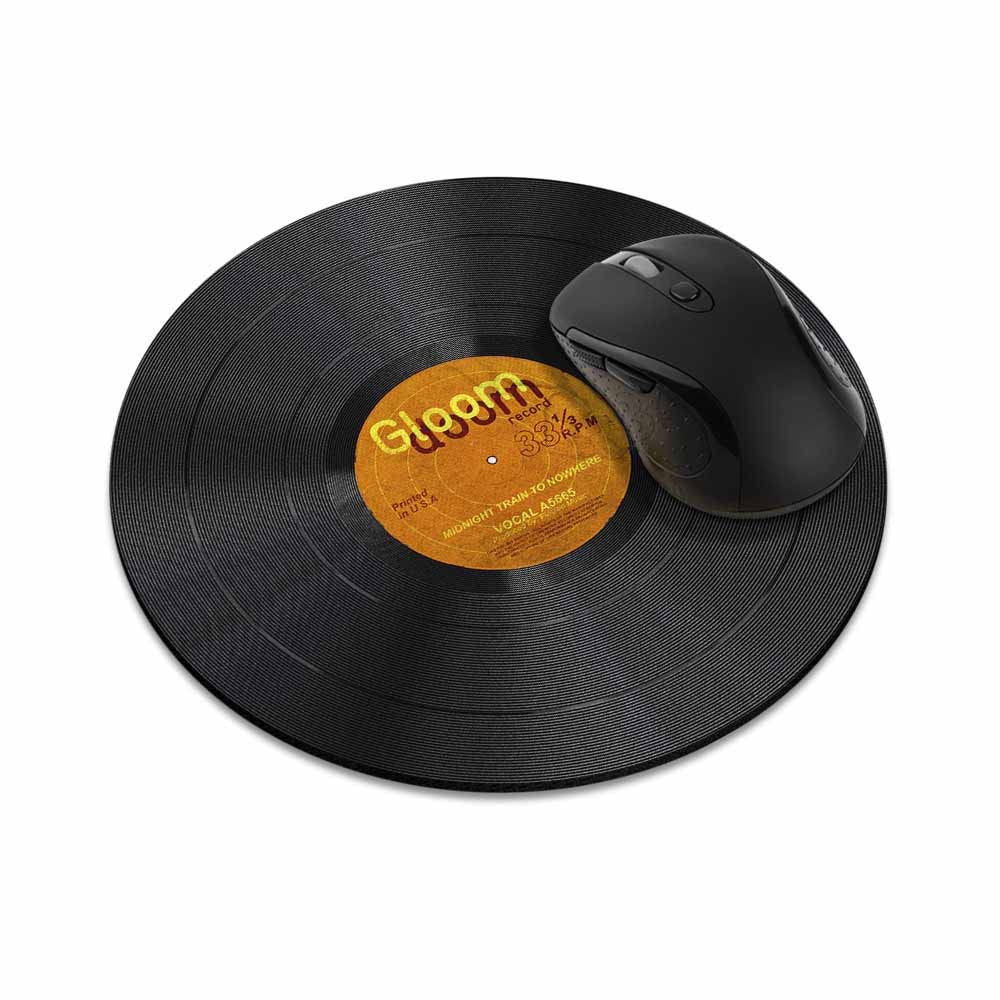 Wirester Non-Slip Round Mousepad, Vintage Vinyl Record Orange Mouse Pad For Home, Office And Gaming Desk