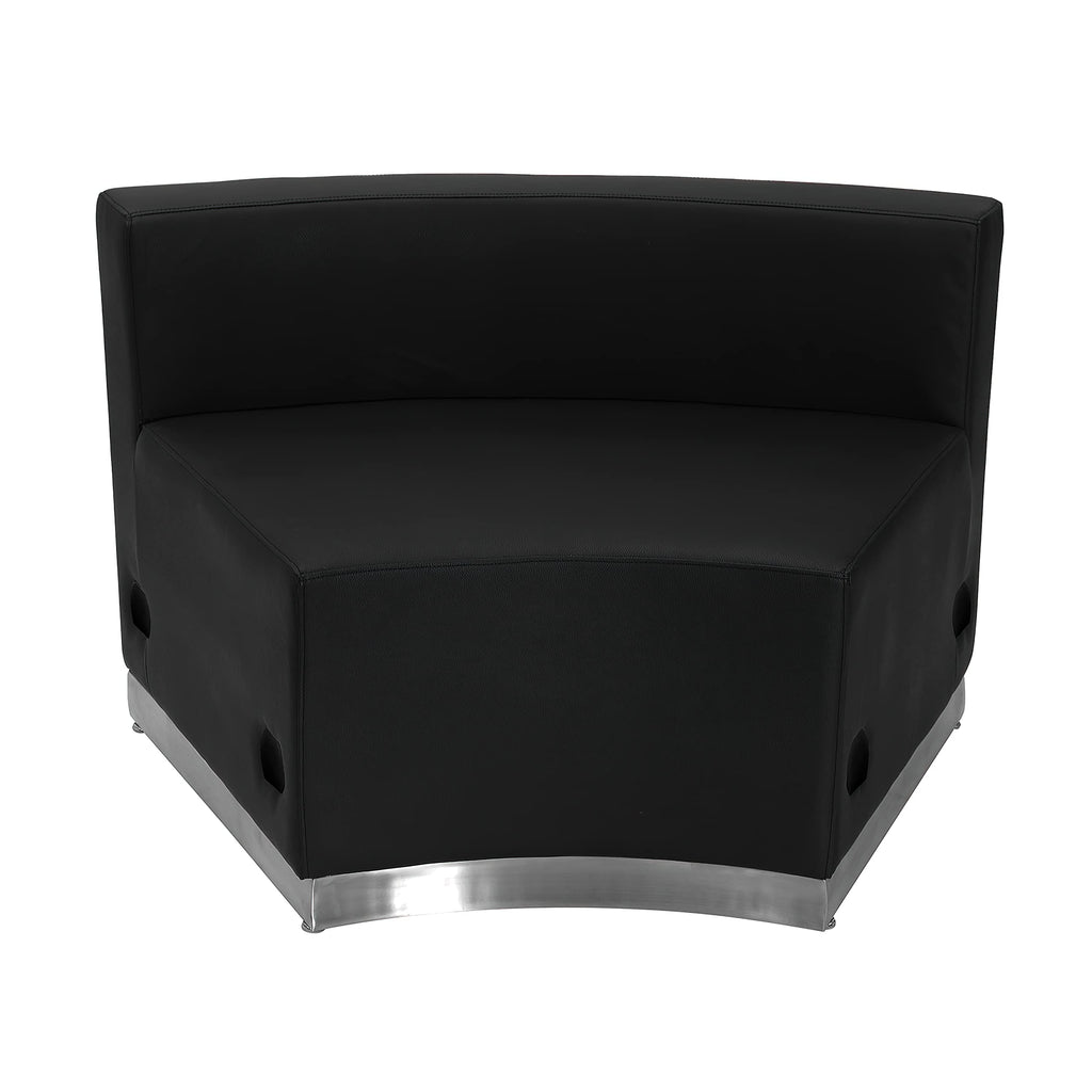 Flash Furniture HERCULES Alon Series Black LeatherSoft Concave Chair with Brushed Stainless Steel Base