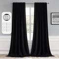 Miulee Back Tab Blackout Curtains 105 Inch Long 2 Panels Set For Living Room Bedroom, Black Rod Pocket/Pinch Pleated Thermal Insulated Room Darkening Light Blocking Floor To Ceiling Curtains/Drapes