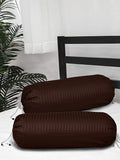 Rj Products Cotton Bolster Cover Set Of 2 Piece Satin Stripes (Brown)