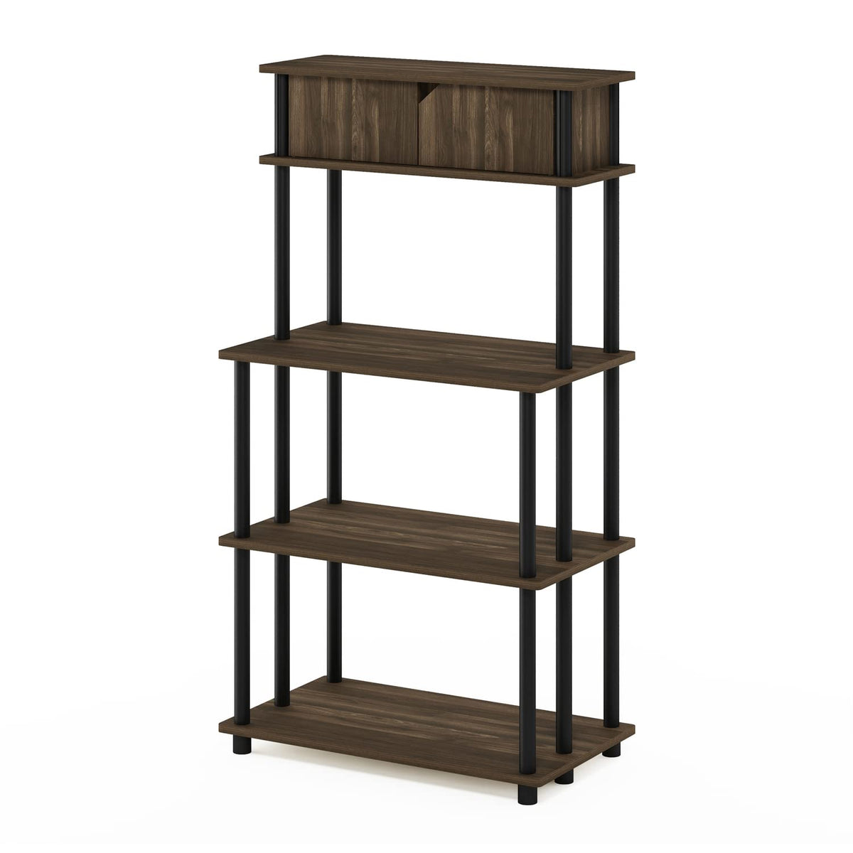 Furinno Turn-N-Tube Kitchen Storage Shelf with Top Cabinet for Kitchen, Dining Room and Home Office, Columbia Walnut/Black