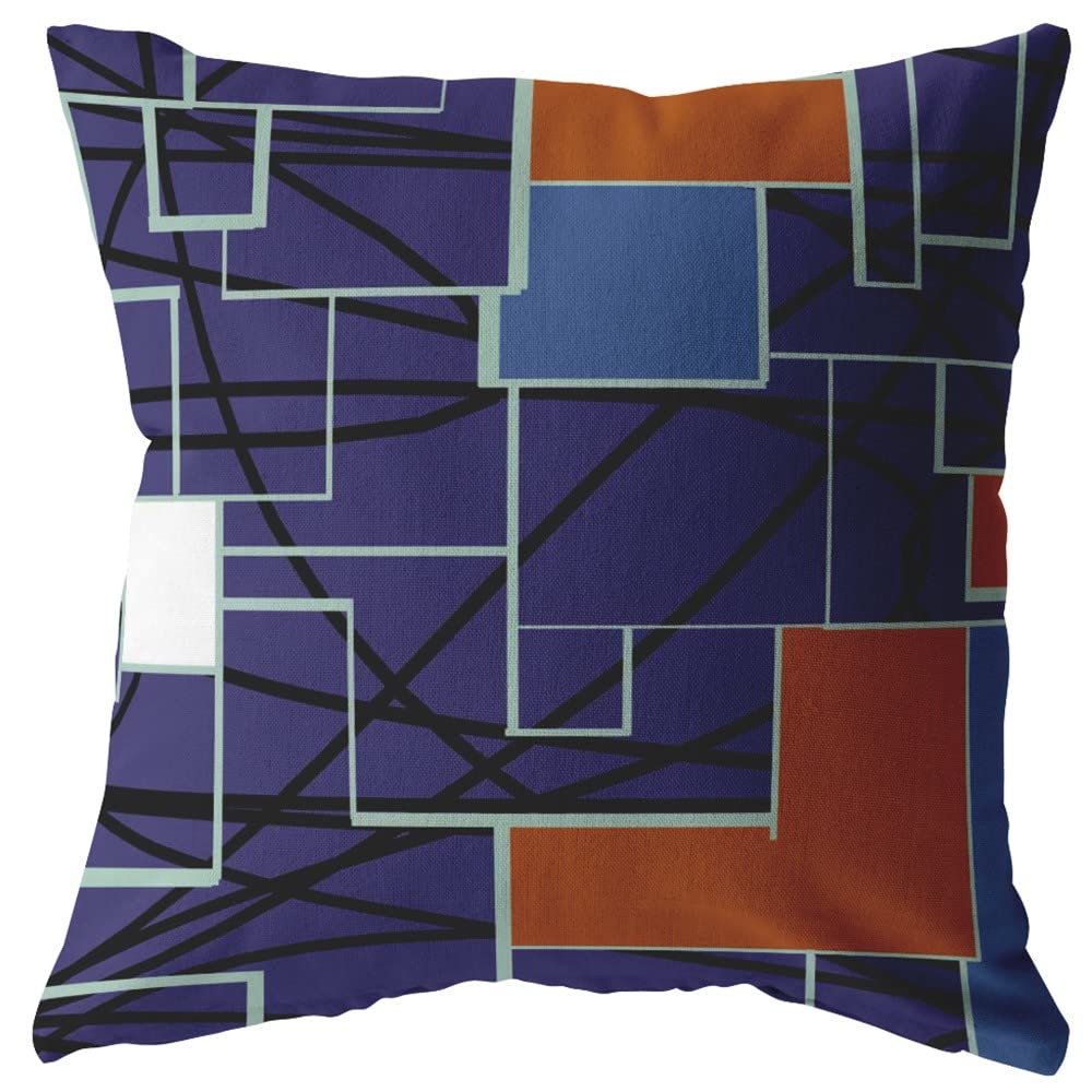 HomeRoots 16' Navy Puzzle Piece Suede Throw Pillow