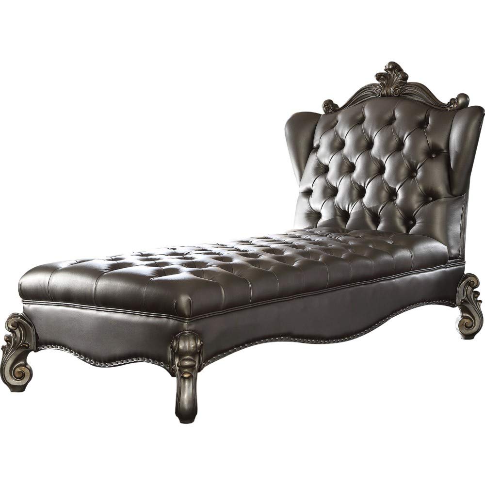 Benjara Benzara Wooden Chaise Lounge With Wingback, Black