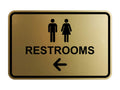 Signs Bylita Classic Framed Restrooms Left Arrow Sign (Brushed Gold) - Large