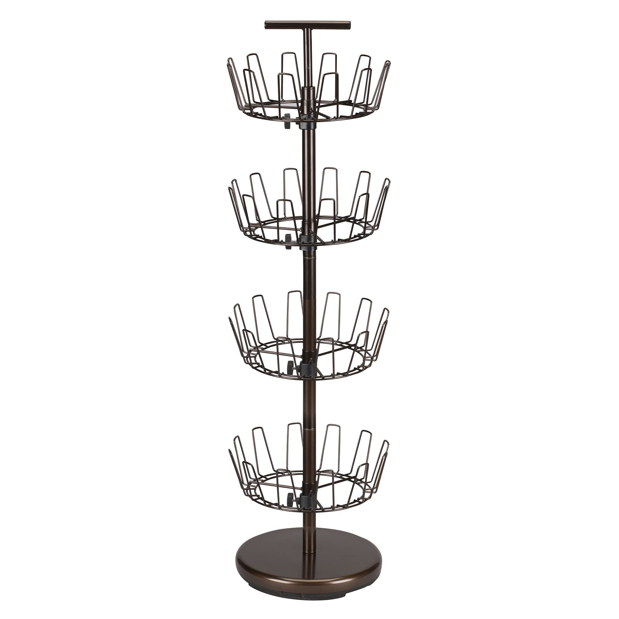 Household Essentials 2139-1 Metal Four-Tier Adjustable Revolving Shoe Rack | Holds up to 24 Pairs of Shoes | Antique Bronze Fini