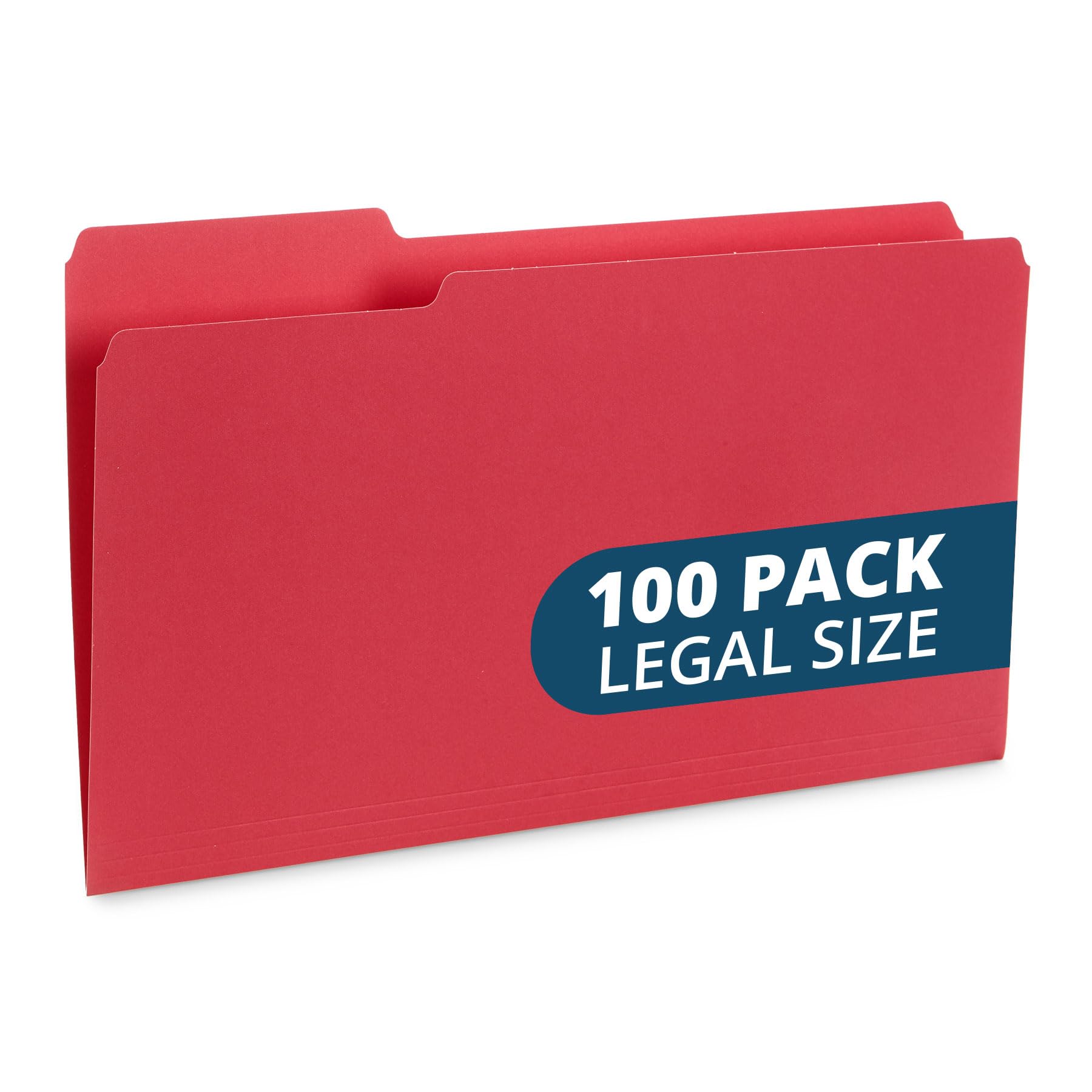 Blue Summit Supplies Red Legal File Folders, 1/3 Cut Tab, Legal Size, Great For Organizing And Easy File Storage, 100 Per Box