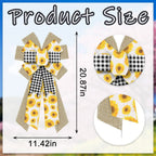 Large Spring Wreath Bows Spring Sunflowers White Black Plaid Burlap Bows For Wreaths, Brown Linen Ribbon Bows Tree Topper Bows F