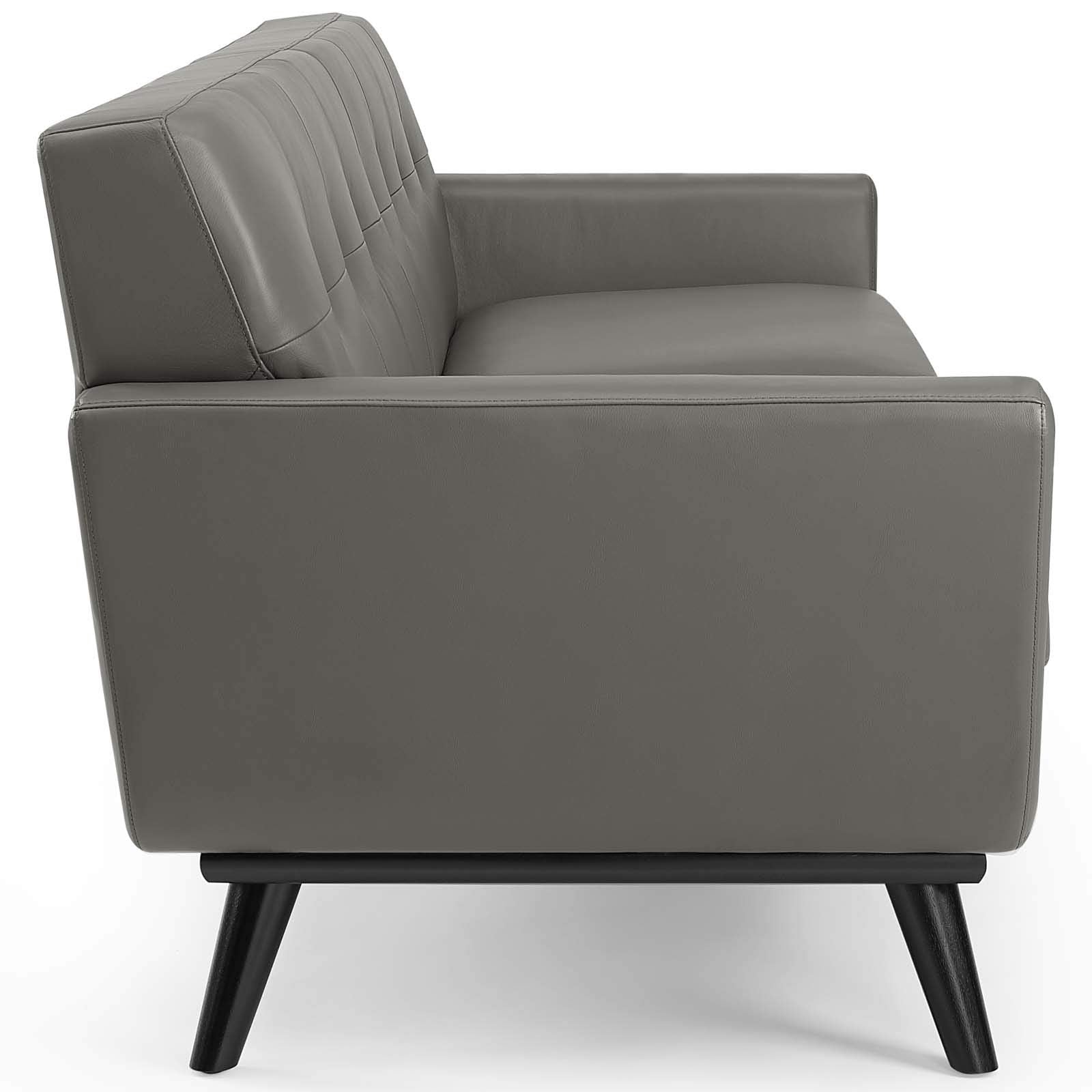 Modway Engage Sofa In Top-Grain Leather Living Room Lounge,Grey