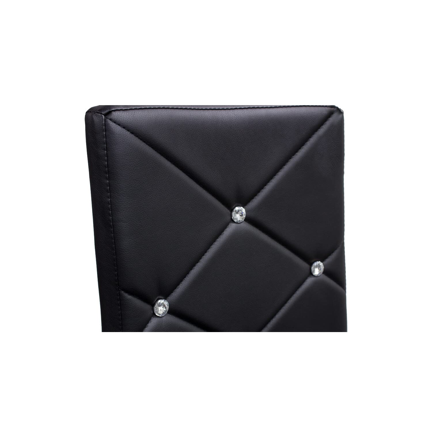 Best Master Furniture Faux Leather And Chrome Modern Side Chairs, Set Of 4, Black