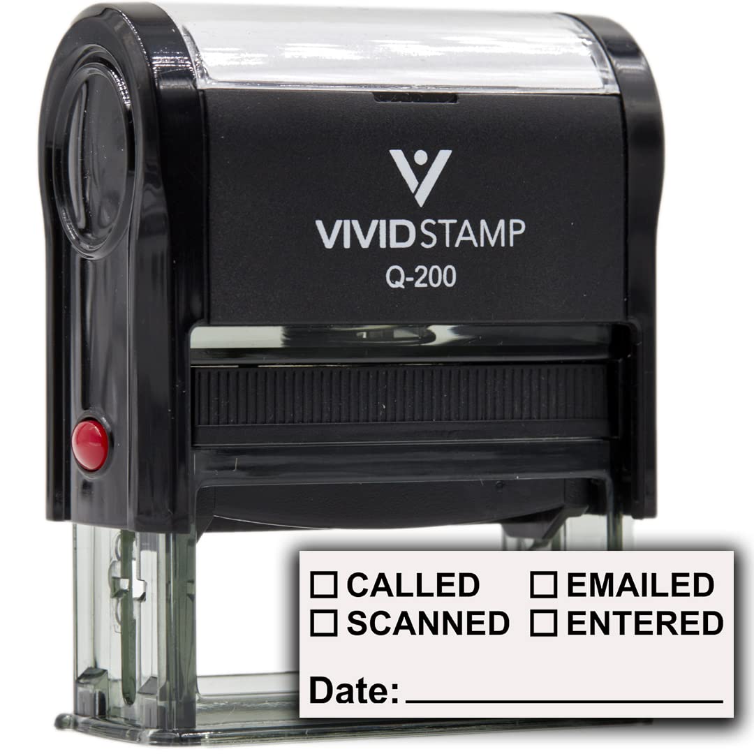 [] Called [] Scanned [] Emailed With Date Line Self-Inking Office Rubber Stamp (Black Ink) - Q-200