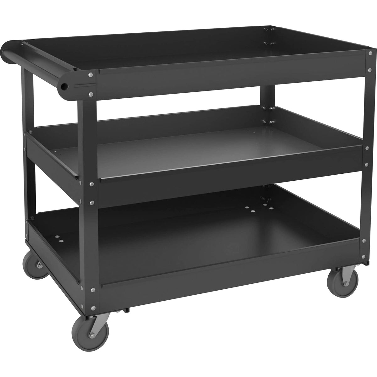 Lorell, Llr00027, 3-Shelf Utility Cart, 1 Each, Black