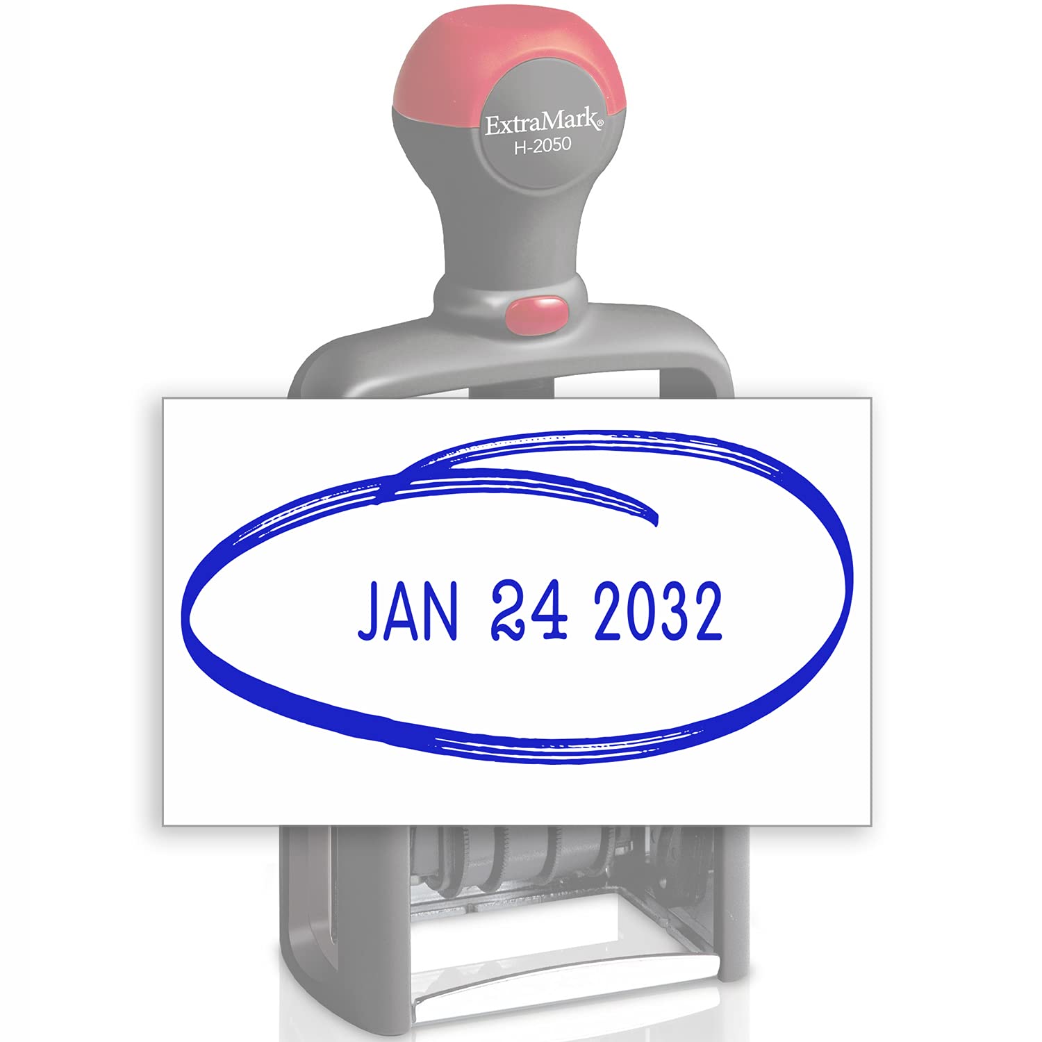 Heavy Duty Office Date Stamp - Brush Stroke Design - Self Inking Dater - Blue Ink Color