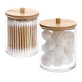 SUMTree 2 Pcs 10 Ounce Plastic Cotton Swab Holder, Acrylic Cotton Bud Qtip Holder Dispenser, Bathroom Cotton Pads Organiser with