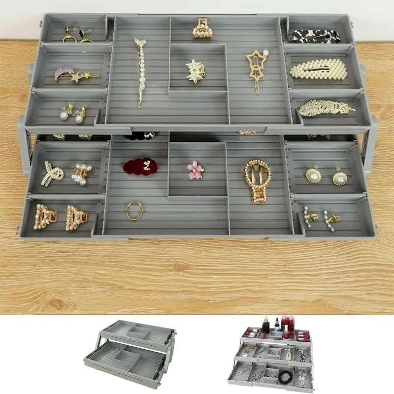 Expandable Foldable Drawer Organizer: 2/3 Tier Adjustable Divider For Jewelry, Cosmetics & More