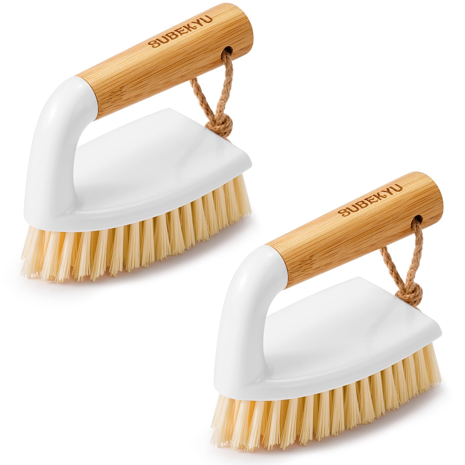 SUBEKYU Scrub Brush, Cleaning Brushes with Handle for Household Use, Heavy Duty Scrub Brushes for Cleaning Bathroom Shower Toile