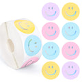 Whaline 1000Pcs Preppy Stickers Sliver Foil Smile Face Decal Stickers Back To School Round Funny Face Label Stickers Reward Adhe