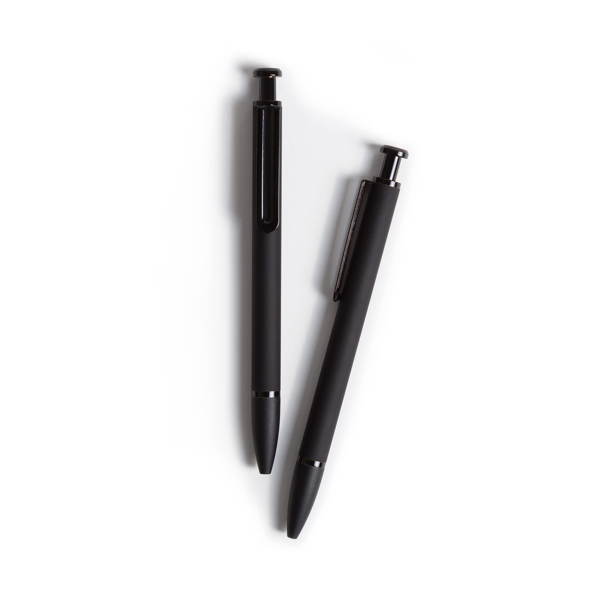 U Brands Midnight Monterey Ballpoint Pens, Set Of 2, Black Soft Touch, Painted Black Details, Bold (1.0 Mm) Point, Black Ink