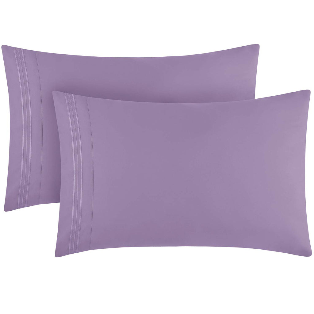 Mellanni King Size Pillow Cases 2 Pack - Pillow Covers - Pillow Protector - Hotel Luxury Bedding Sheets & Cooling Pillowcases - Wrinkle, Fade, Stain Resistant (Set Of 2 King Size, Violet)