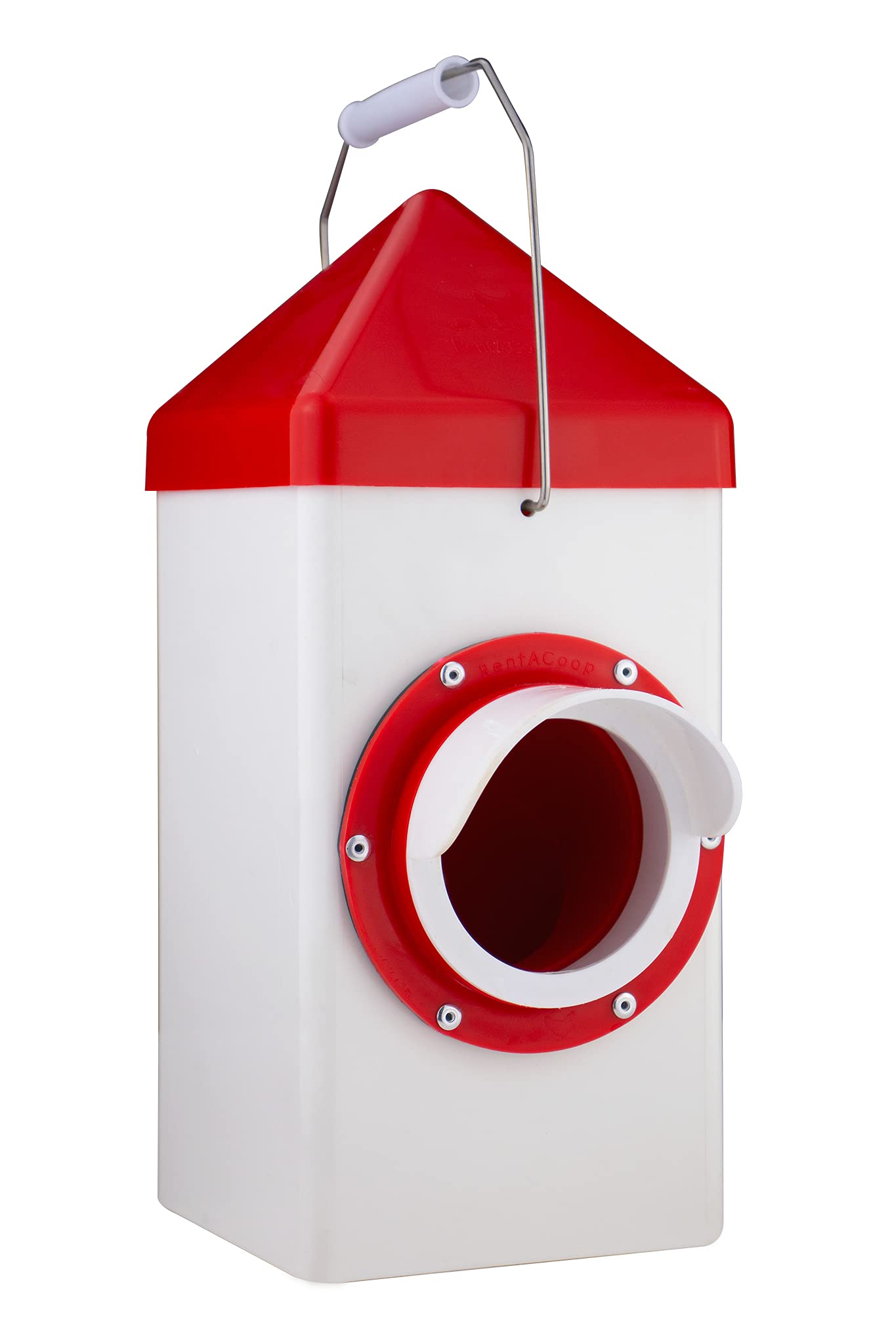 Rentacoop 5Lb Bpa-Free Single-Port Chicken Feeder - Includes Anti-Roost Lid, Rain Hood, And Mounting Kit - Suitable For 12 Week