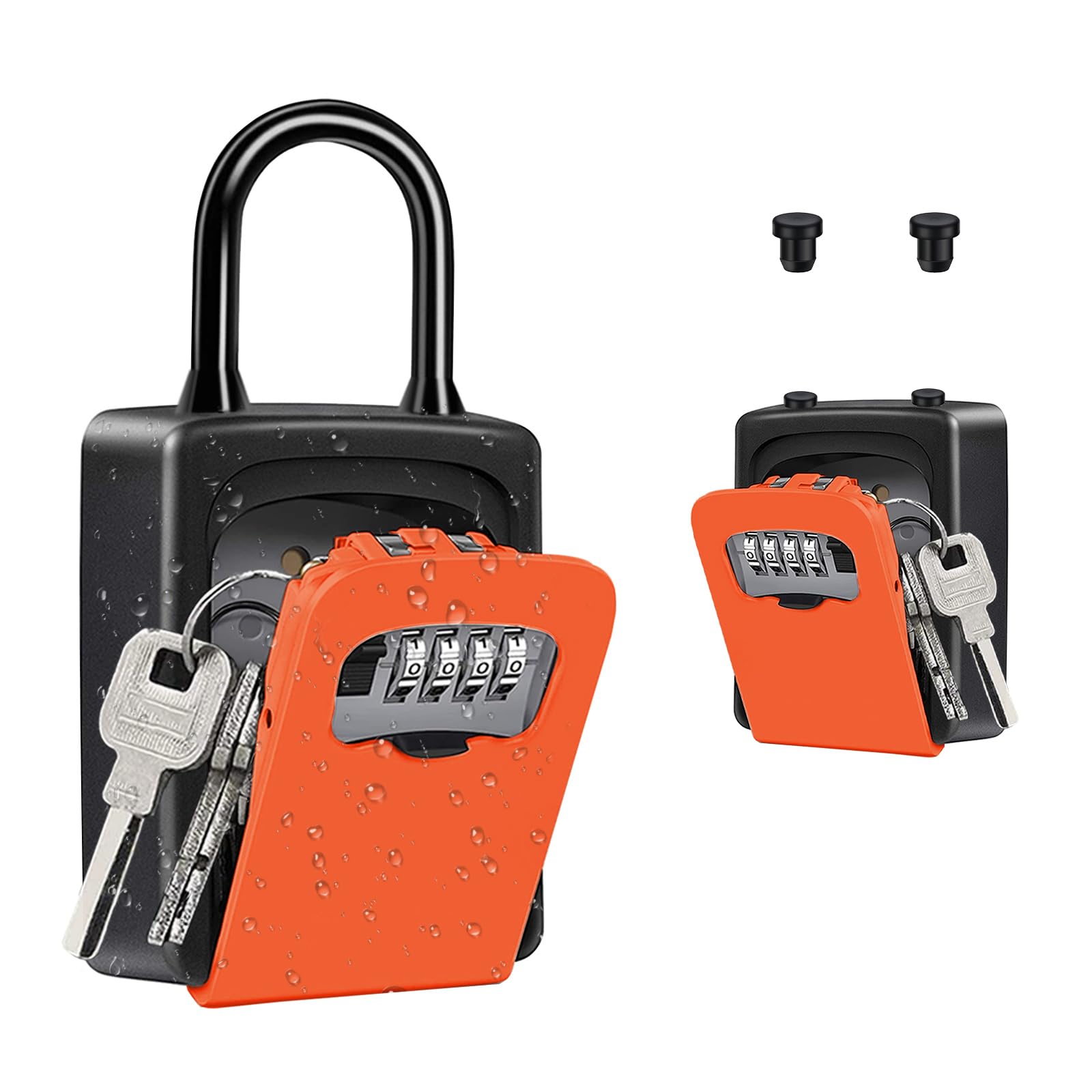 Zhege Key Lock Box, 4 Digit Combination Lock Box With Code For Spare House Keys Outdoor And Indoor, Weatherproof Security Key Ho