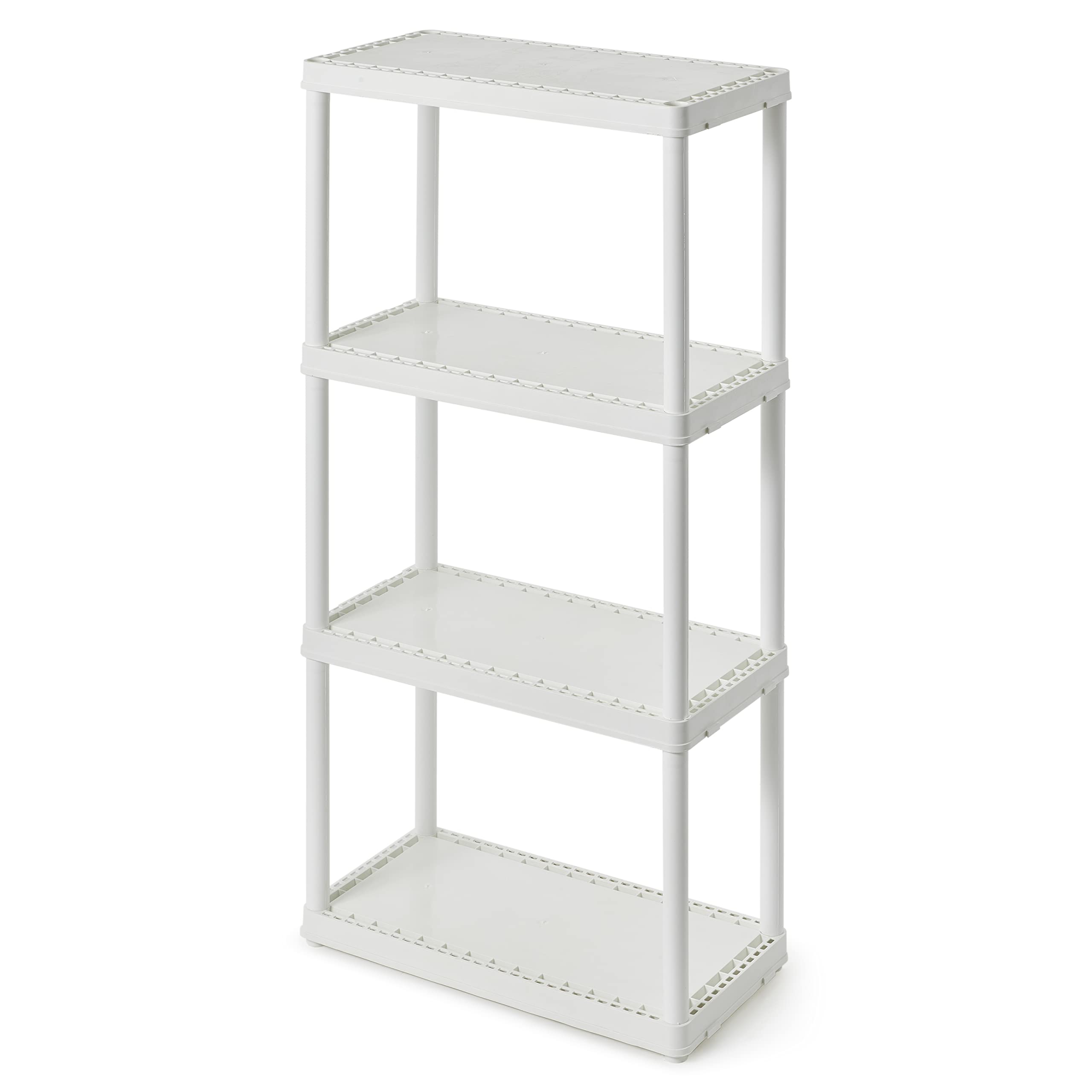 Gracious Living 4 Shelf Fixed Height Solid Light Duty Storage Unit 24 X 12 X 48 Organizer System For Home, Garage, Basement, And Laundry, White