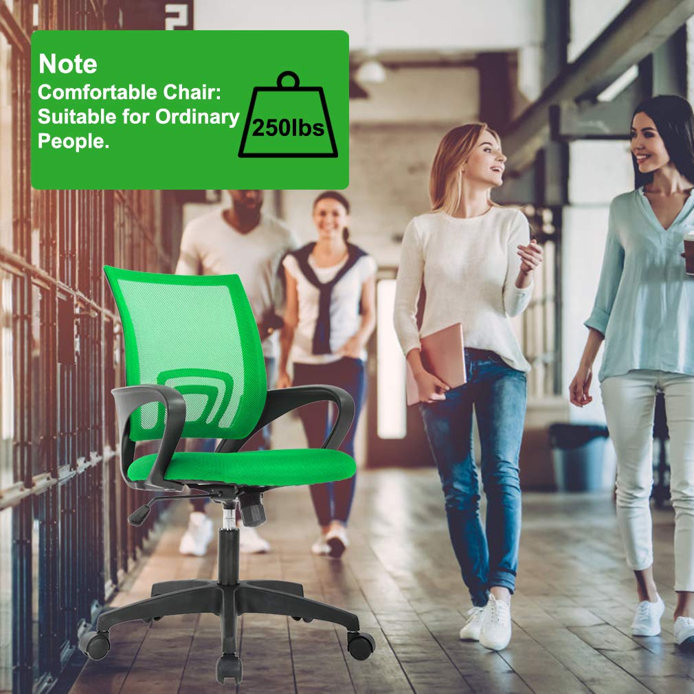Home Office Chair Ergonomic Desk Chair Mesh Computer Chair With Lumbar Support Armrest Adjustable Rolling Swivel Chair For Women Adults, Green