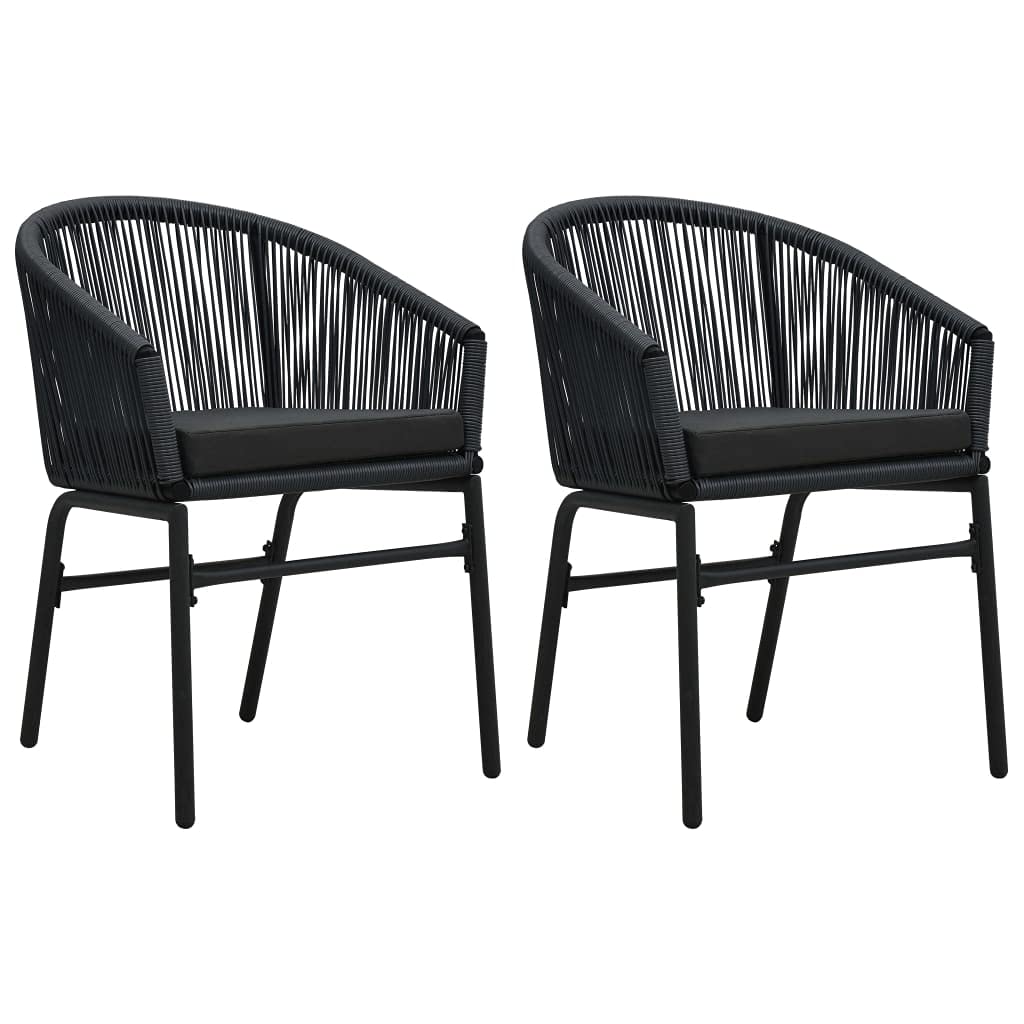 Patio Chairs 2 pcs Black PVC Rattan