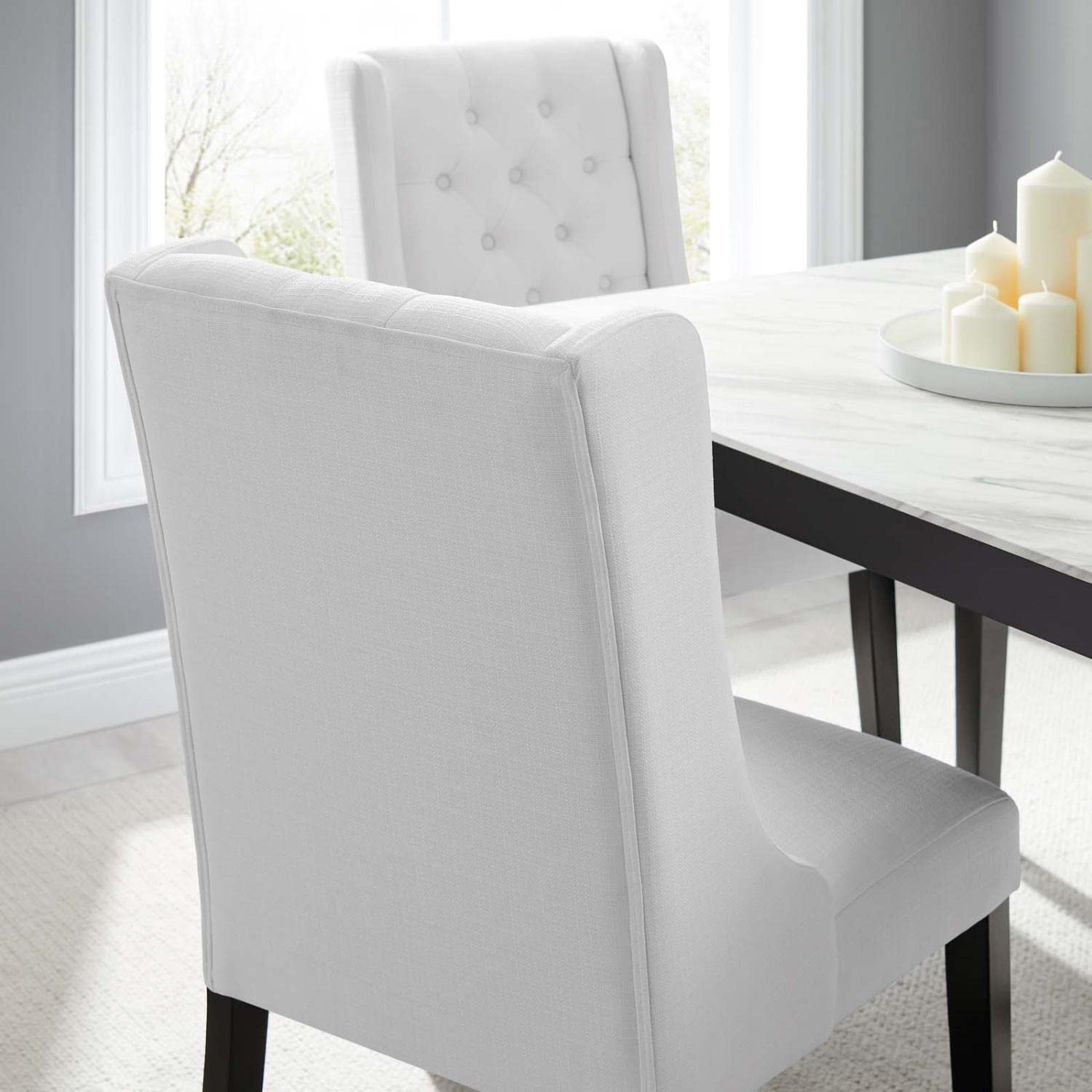 Modway Baronet Button-Tufted Fabric Parsons Dining Chair In White
