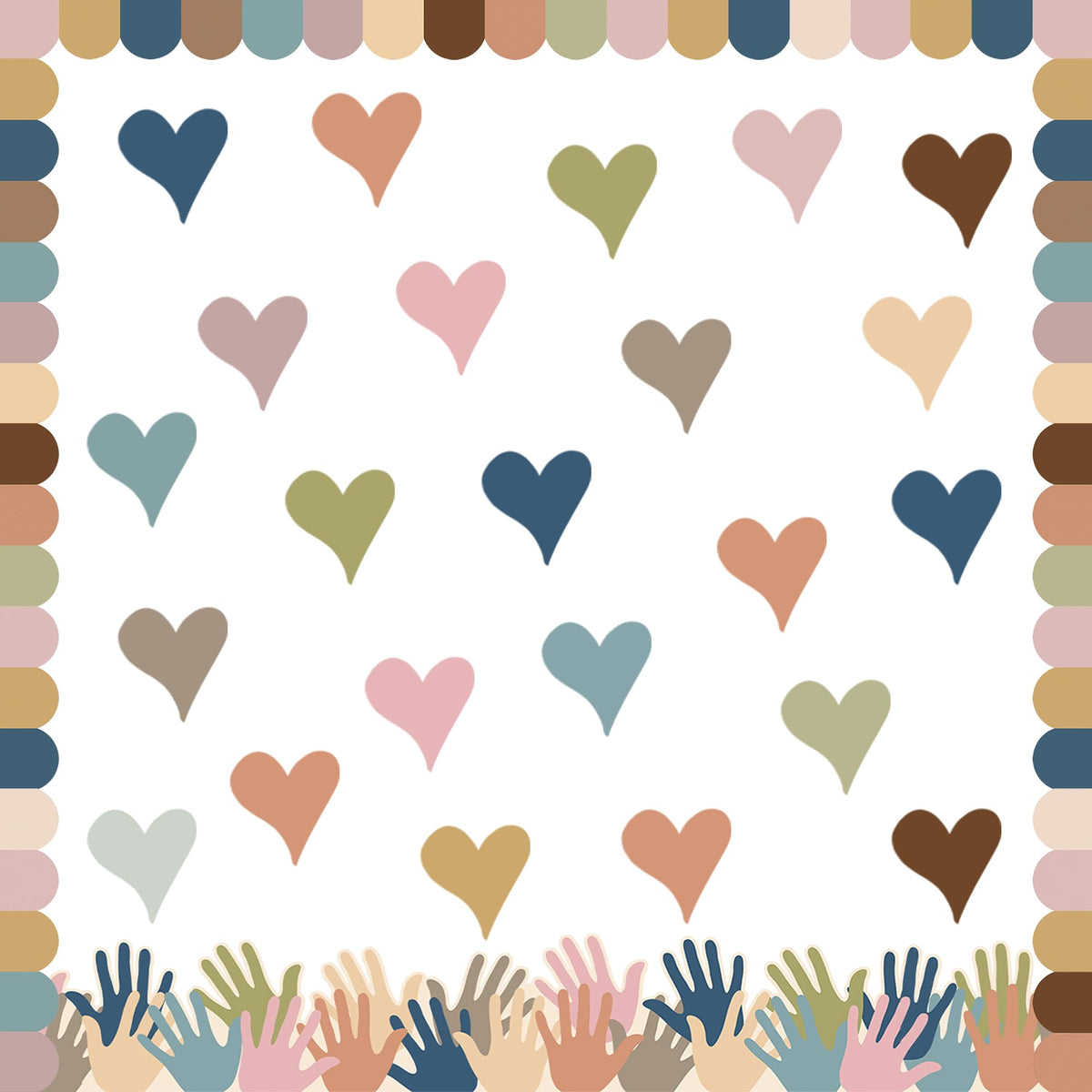 Boho Heart Bulletin Decor Classroom Bulletin Board Decoration Set Heart Hand Paper Cutouts For Classroom Office Home Wall Party