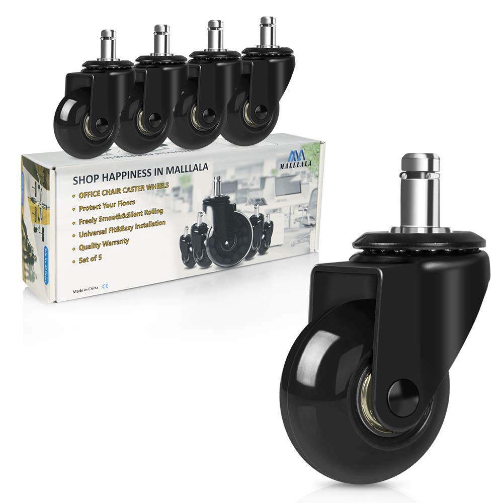 Office Chair Caster Wheels,2 Heavy Duty Desk Chair Wheels Replacement For Hardwood Floor,Smooth&Silent Swivel Wheels, 7/16   X 7