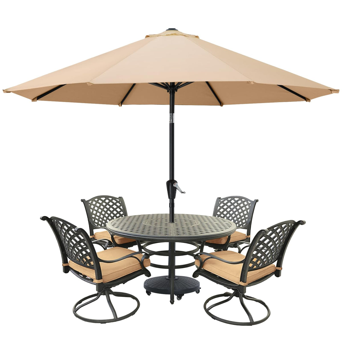 Mastercanopy Patio Umbrella For Outdoor Market Table -8 Ribs (9Ft,Khaki)