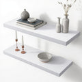 DOLPHIN CRAFTS Floating Wall Shelves Corner Wall Shelf, Modern White Display Set of 2, White Decorative Wall Mounted Storage for